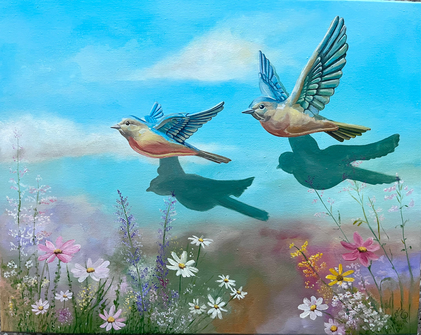 Spring birds | original oil painting